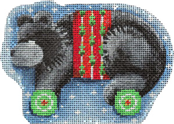 CT-2062  Black Bear on Wheels Ornament 4.5x4 18Mesh  Associated Talents