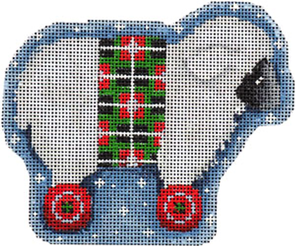 CT-2065 White Sheep on Wheels Ornament 4.5x4 18 Mesh  Associated Talents