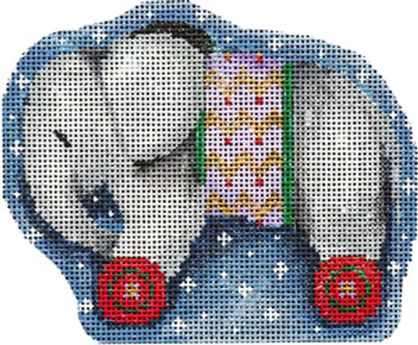 CT-2066 Gray Elephant on Wheels Ornament 4.5x4 18 Mesh  Associated Talents