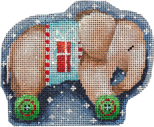 CT-2067 Tan Elephant on Wheels Ornament 4.5x4 18 Mesh  Associated Talents