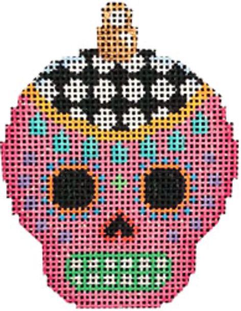 EE-1456 Sugar Skull Ornament/Pink 2.25x3 18 Mesh Associated Talents