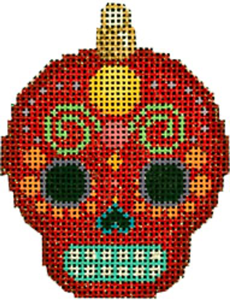 EE-1458 Sugar Skull Ornament/Red 2.25x3 18 Mesh Associated Talents