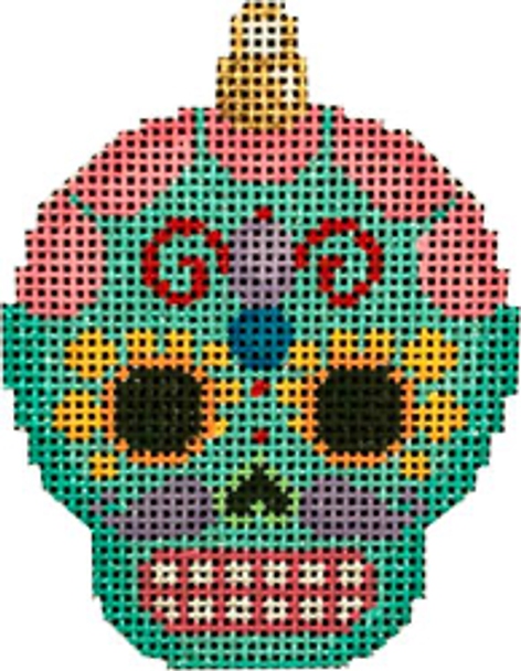 EE-1459 Sugar Skull Ornament/Turquoise 2.25x3 18 Mesh Associated Talents