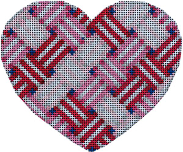HE-1011 Woven Ribbon Heart/Lg. 4.75x4 18 Mesh Associated Talents