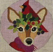 H264 4" Round Fawn and Cardinal Melissa Prince 18 Mesh