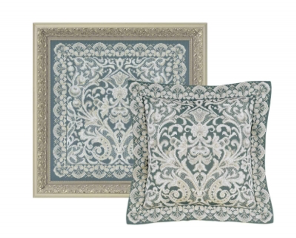 RL1600 Riolis Cross Stitch Kit Cushion/Panel Viennese Lace 15.75" x 15.75"; Dark Gray Aida; 14ct 