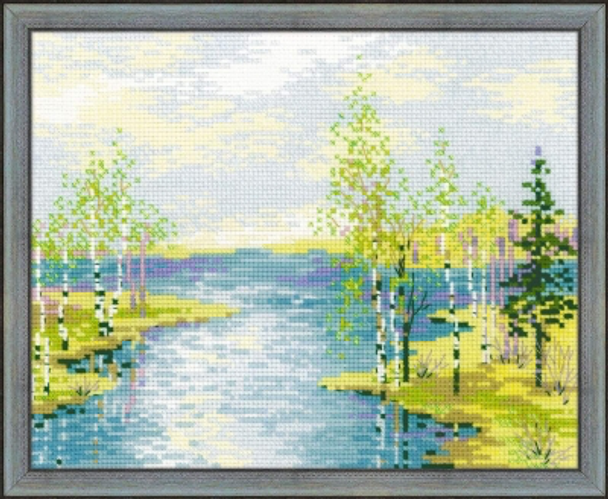 RL1605 Riolis Cross Stitch Kit Estuary 11.75" x 9.5"; White Aida; 10ct 