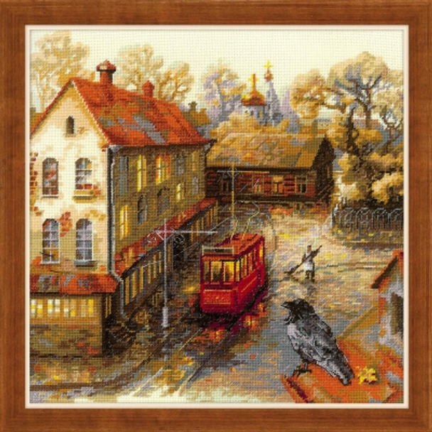 RL1676 Riolis Cross Stitch Kit Warm Autumn 11.75" x 11.75" ; Beige Aida; 18ct 