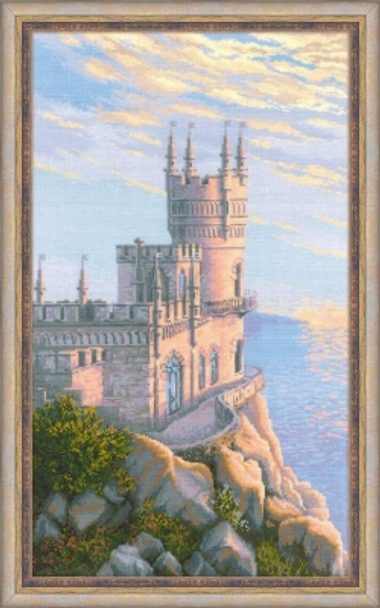 RL1645 Riolis Cross Stitch Kit Swallow's Nest 13.75" x 23.5"; White Aida; 14ct 