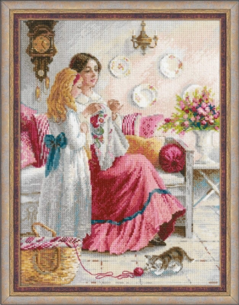 RL1789 Riolis Cross Stitch Kit Stitching Lessons 11.75" x 15.75"; White Aida; 14ct 