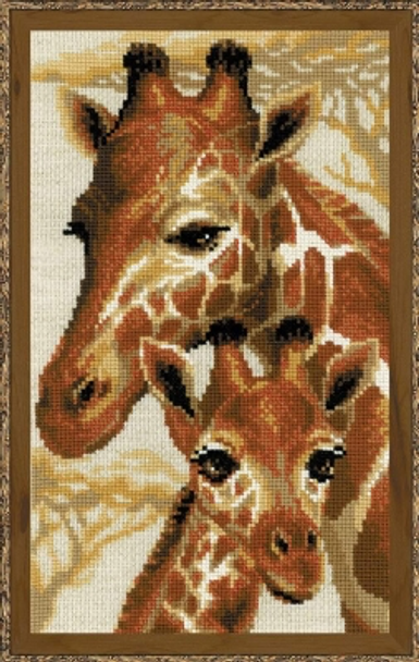 RL1697 Riolis Cross Stitch Kit Giraffes 8.75" x 15" ; Flaxen Aida; 10ct 