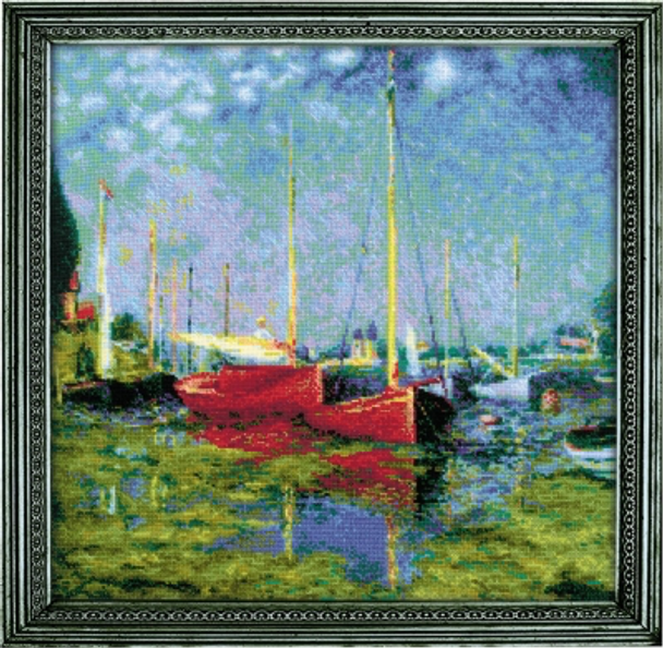 RL1779 Riolis Cross Stitch Kit Argenteuil after C. Monet's Painting 15.75" x 15.75; White Aida; 14ct 