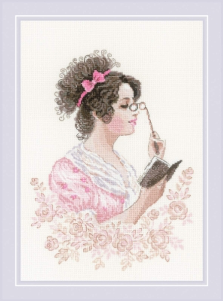 RL1792 Riolis Cross Stitch Kit Book Club 8.25" x 11.75"; Beige Aida; 18ct 