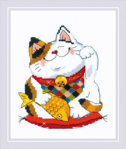 RL1814 Riolis Cross Stitch Kit Good Luck 6" x 7" ; White Aida; 14ct 