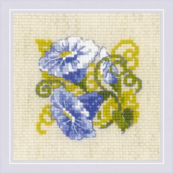RL1842 Riolis Cross Stitch Kit Purple Bindweed 5" x 5"; Flaxen Aida; 10ct 