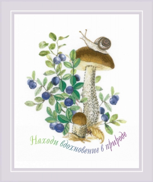 RLPT0084 Riolis Kit Birch Bolete - Satin Stitch 5" x 6.25"; Pre-printed Aida; 14ct 