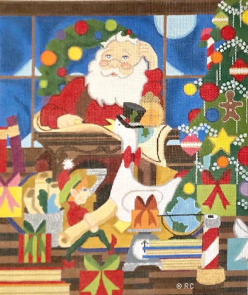 HO2031 Santa's PLANNING THE TRIP-10X12 -13 MESH Raymond Crawford Designs