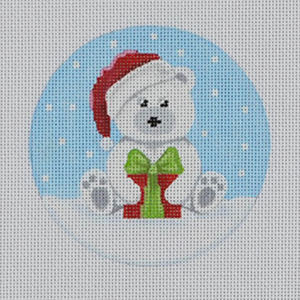 BB12 White Santa Bear w/present 4 Dia  18 Mesh Pepperberry Designs 