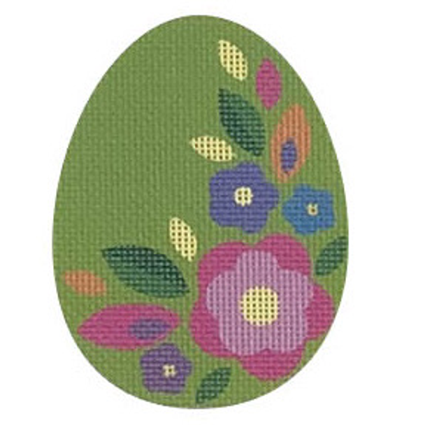 EE12 Green Floral Flat Egg 2.75 x 3.75 18 Mesh Pepperberry Designs