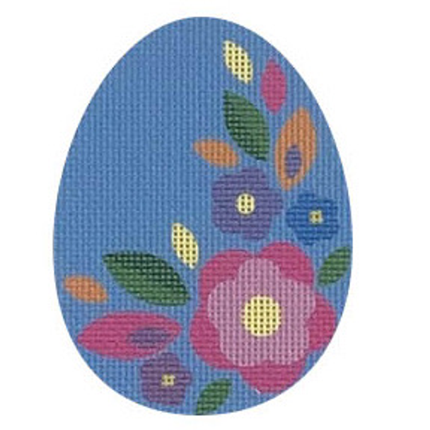 EE13 Blue Floral Flat Egg 2.75 x 3.75 18 Mesh Pepperberry Designs