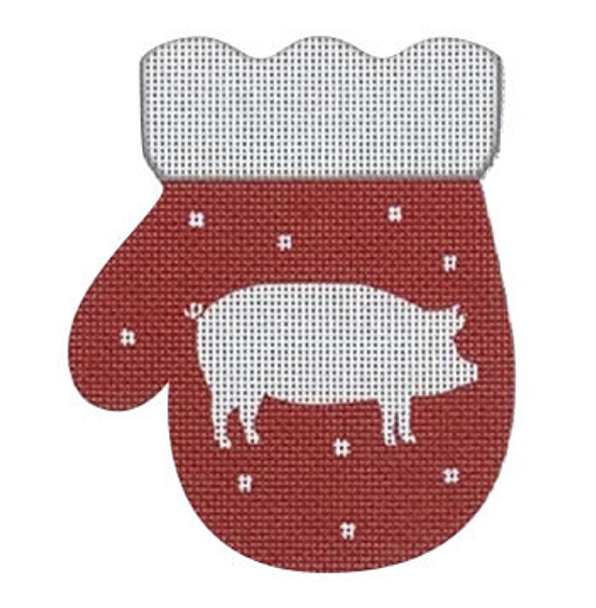 MT06 French Country Pig, redwhite 3.75 x  4.5  18 Mesh Pepperberry Designs