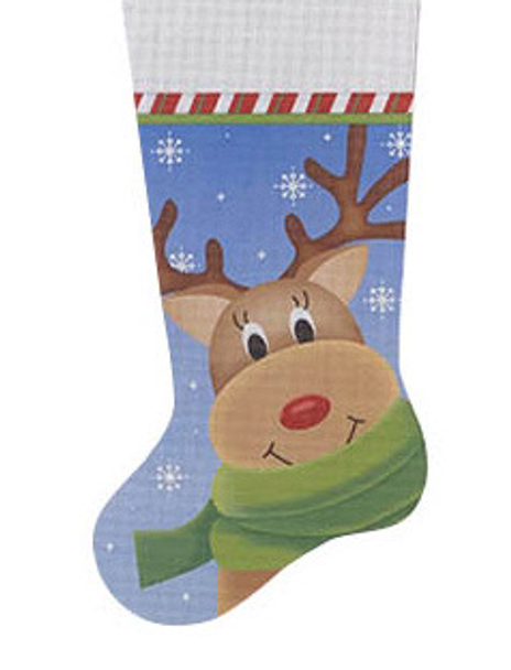 STK09 Wrapped Up Reindeer Stocking, 10 x 19  13 Mesh Pepperberry Designs