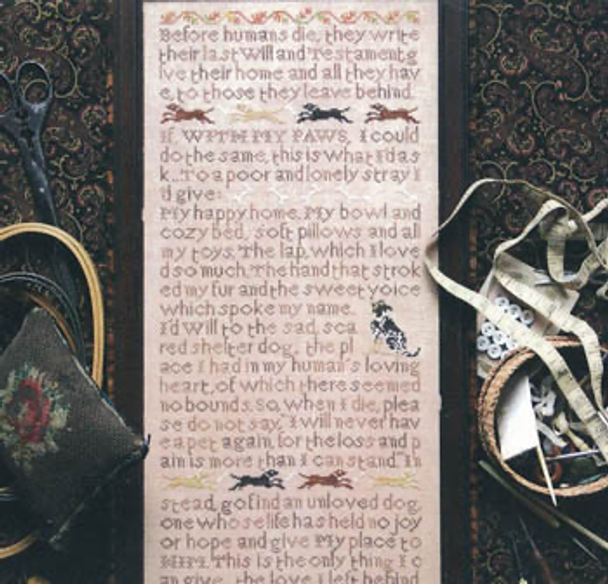 Dog's Last Will And Testament 132 x 341 by Heartstring Samplery 20-1161 YT