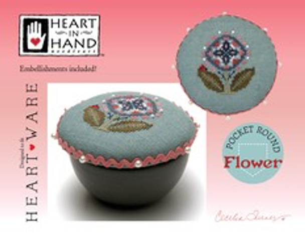 Pocket Round Flower 29W x 33H. by Heart In Hand Needleart 20-1426 YT