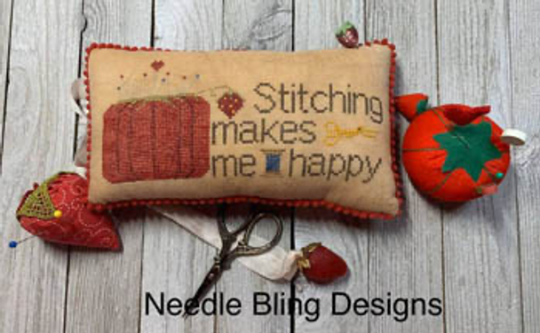 Stitching Makes Me Happy 48H x 107W by Needle Bling Designs 20-1483 NBD148
