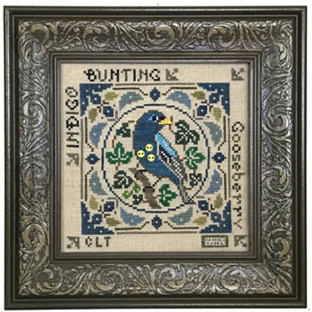 Birdie & Berries - Indigo Bunting 87w x 87h  by Tellin Emblem 19-2108
