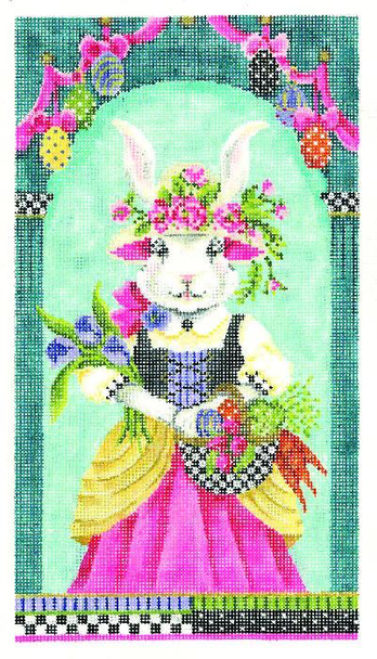 KEA45-18 Ms. Bella Bunny 5.5"w x 10.25"h - 18 Mesh Kelly Clark Needlepoint