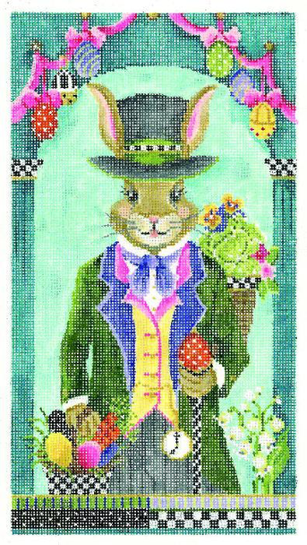 KEA44-18 Mr. Edward Easter Bunny 5.5"w x 10.25"h - 18 Mesh  Kelly Clark Needlepoint