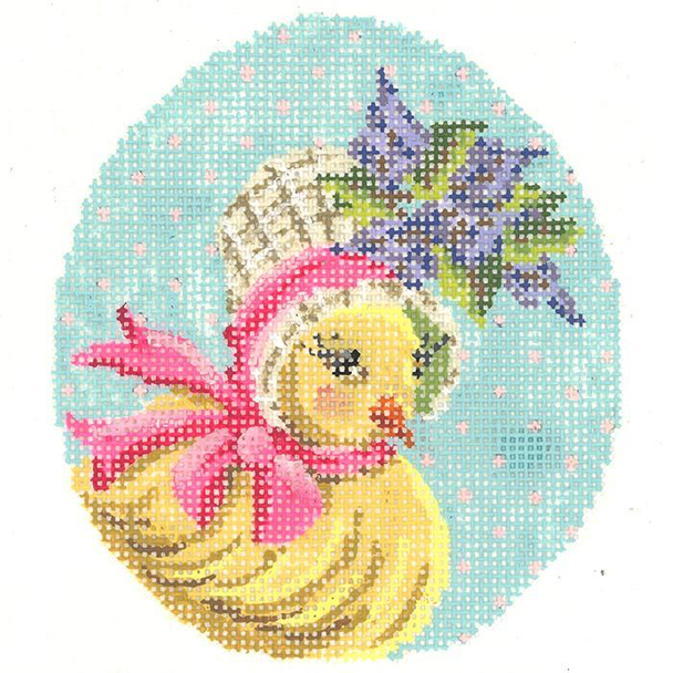KEA16-18 Miss Lilac Chick Egg 3.5"w x 4"h - 18 Mesh Kelly Clark Needlepoint