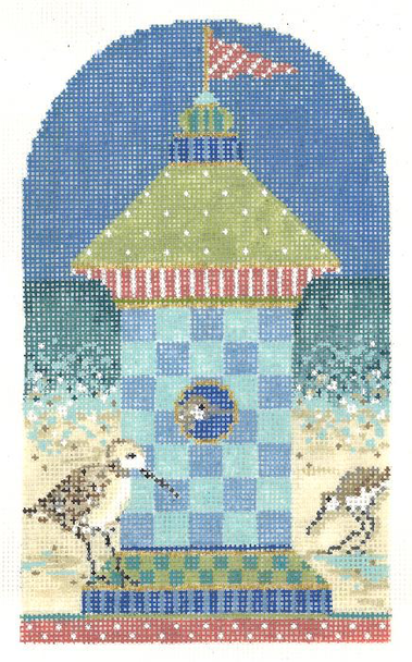 KBH29-18 Seaside Sandpiper House 4.25"w x 7"h - 18 Mesh Kelly Clark Needlepoint