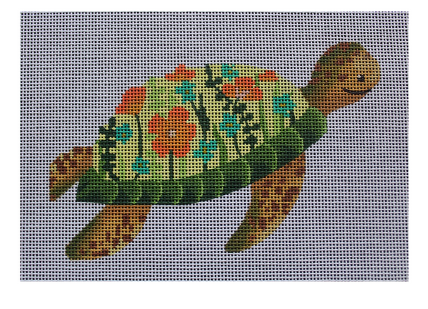 ME51 Floral Turtle 18 Mesh 5.5" x 3.5"  Madeleine Elizabeth