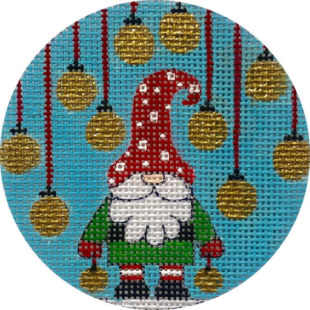 APX393 GNOME & ORNAMENTS 13  mesh 4" ROUND Alice Peterson Designs