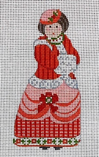 CH-621 Victorian Christmas Woman 21⁄2x5 18 Mesh With Stitch Guide CH Designs