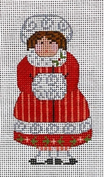 CH-623 Victorian Christmas Girl 21⁄4x4 18 Mesh With Stitch Guide CH Designs