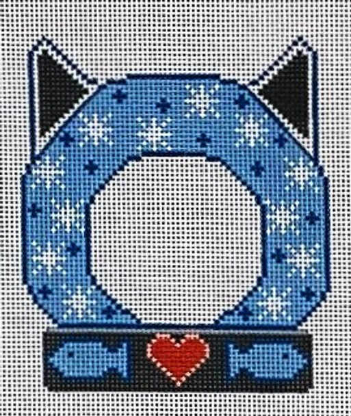 CH-636 Cat Frame - Snowflakes 3 1⁄2 x 4 1⁄4 18 Mesh CH Designs