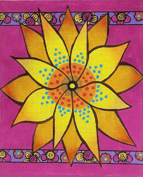 LB-149 Yellow Flower with Purple Borders 9 x 11 18 Mesh LAUREL BURCH