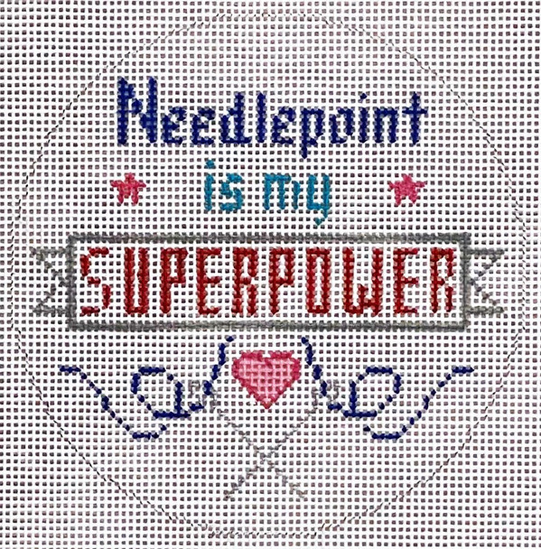 ZIA-169 Needlepoint Superpower 4" Round 18 Mesh ZIA DESIGNS Danji Designs