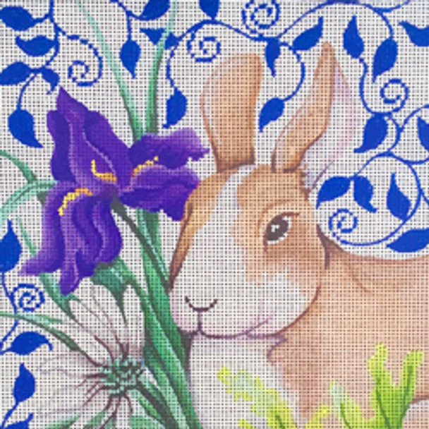 1090	PP	Bunny portrait, blue leaves, small 08 x 08	13 Mesh Patti Mann 