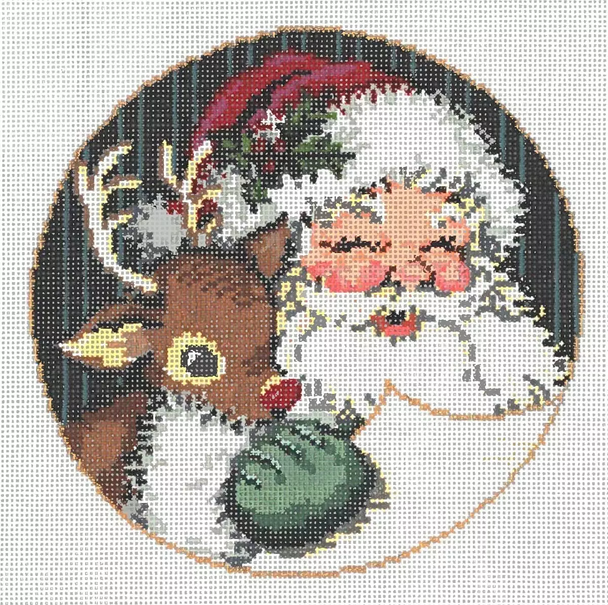 Double checking Santa  6.5″ diameter 18 Mesh Once In A Blue Moon By Sandra Gilmore 18-1227