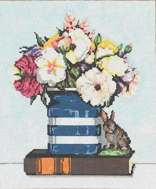 So Pretty Flowers In Vase 8.75×10.75 18ct  Once In A Blue Moon By Sandra Gilmore 18-1237