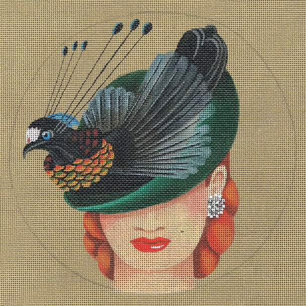 4905 Bewitching 8" Round 18 Mesh Canvas Only Inquire If Stitch Guide Is Available Leigh Designs Bird of Paradise Hat