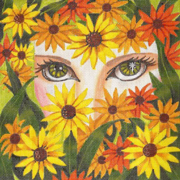 4922 Susan Sunflower 8" x 8" 18 Mesh Leigh Designs Peek-a-Boo