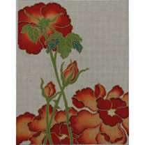 M-527 Japanese Rose Blooms 10 x 13  13 Mesh Shorebird Studio