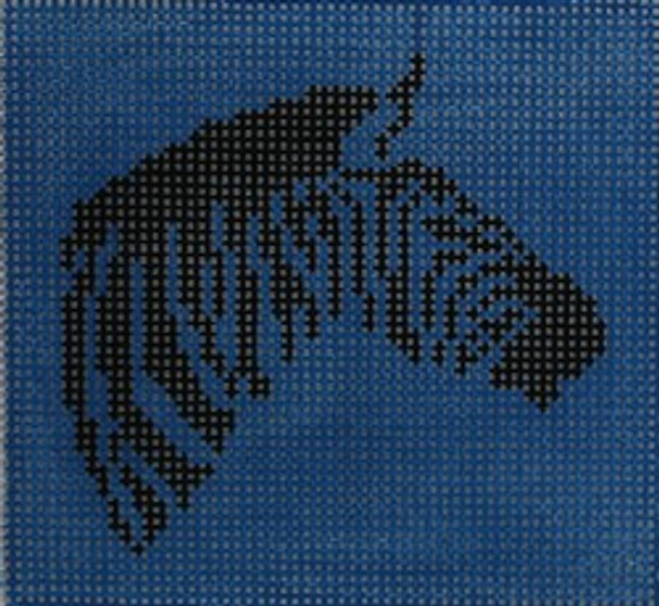 SS6 Zebra on Bright Blue 3" Square 18 Mesh Kristine Kingston Needlepoint Designs