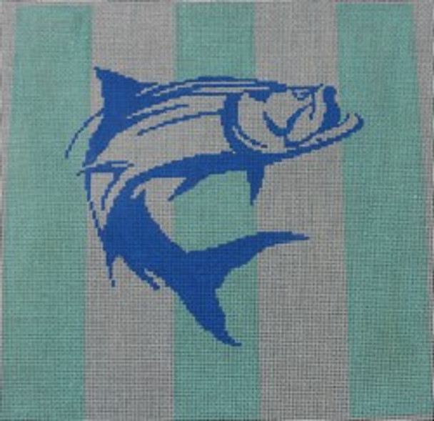 P145	8 x 8	Tarpon on Mint	18 Mesh Kristine Kingston Needlepoint Designs