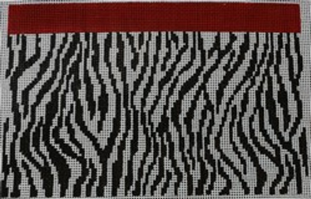 P147 Black and Red Zebra Print Clutch 9 x 6 13 Mesh Kristine Kingston Needlepoint Designs